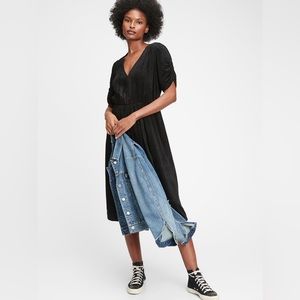 Corduroy Wrap-Front Midi Dress